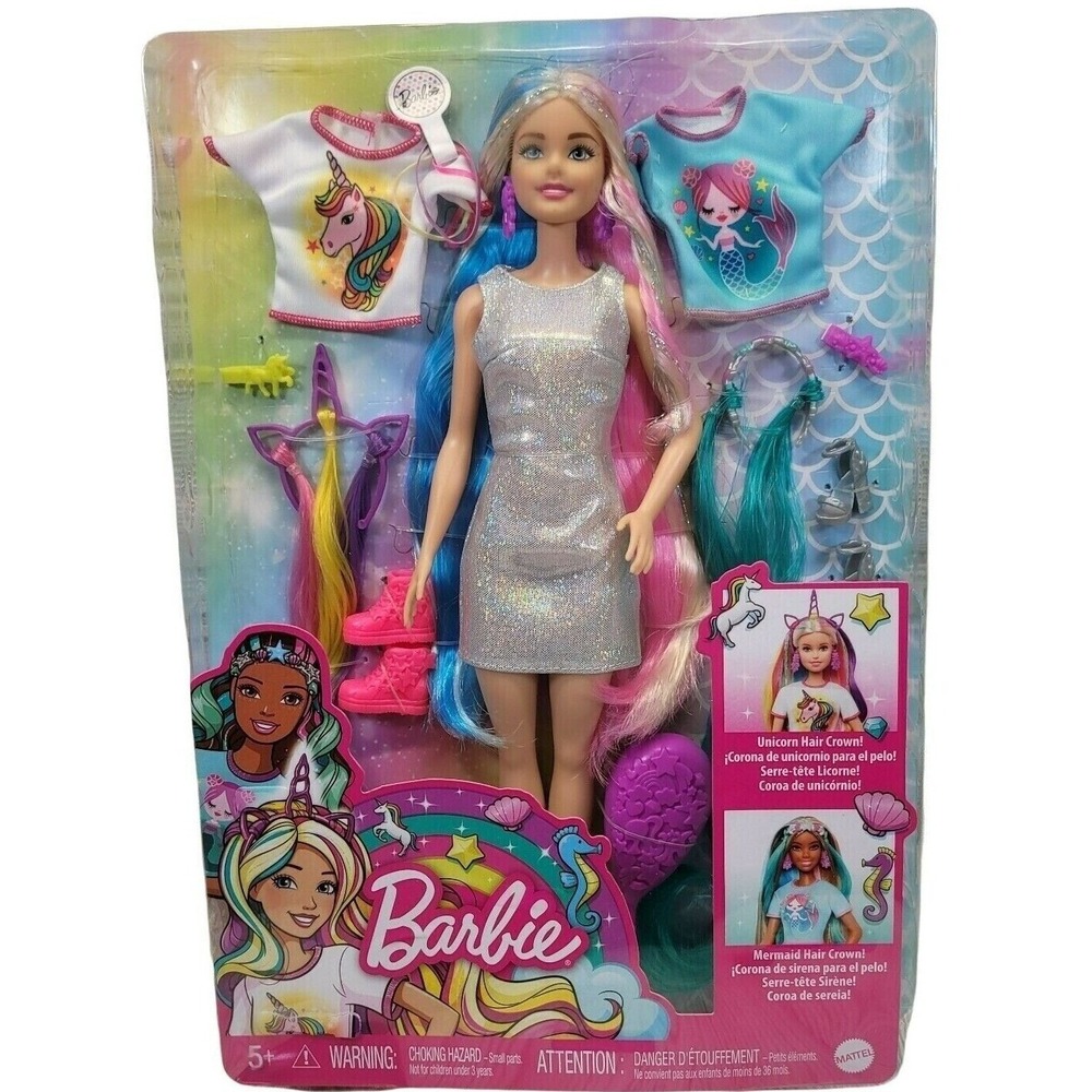 Barbie Fantasy Hair Doll Kids Unicorn‎ Mermaid New GHN04